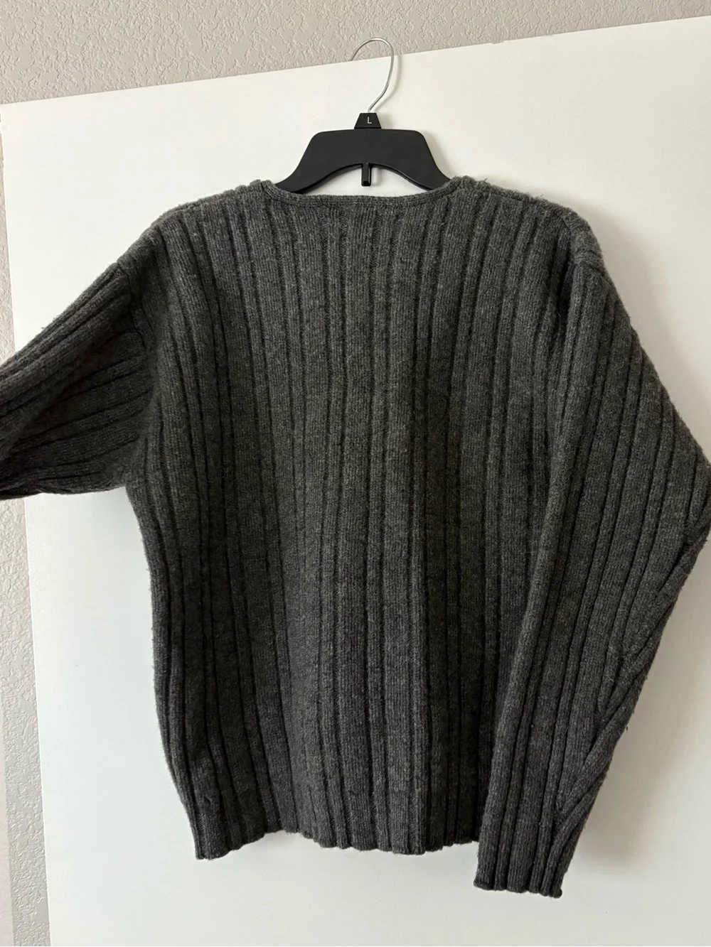 J. Crew Women’s Ribbed V-Neck Sweater in Charcoal Gray